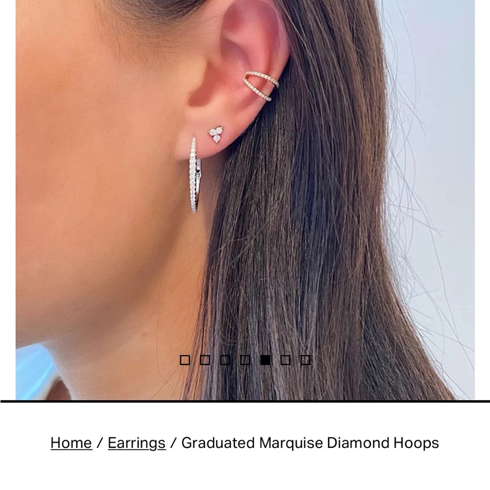 White Gold Graduated Marquis Diamond hoops in PRISTINE condition.